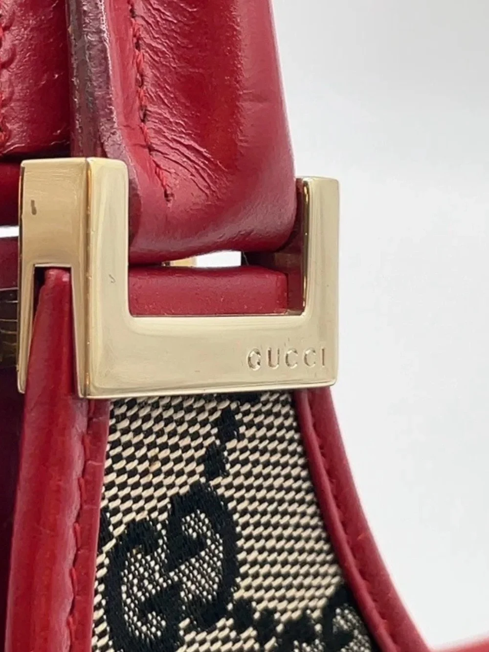 Auth Gucci Jackie GG Canvas Leather Red 002.1067 Shoulder Bag W/Dustbag